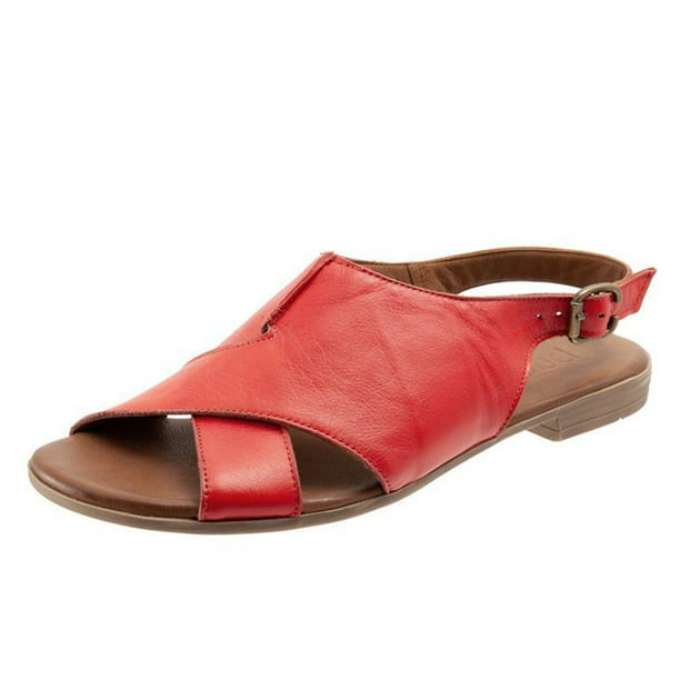 Lurryly Summer Womens Sandals Retro Buckle-Strap Sandals Flat Bottom Roman Ladies Shoes 